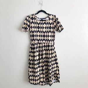 LULAROE Amelia Dress Black and Cream (S)